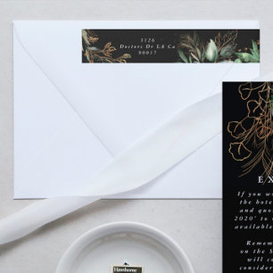 Bande Pour Adresse De Retour Eucalyptus Botanique Feuillu Noir Élégant Verdure