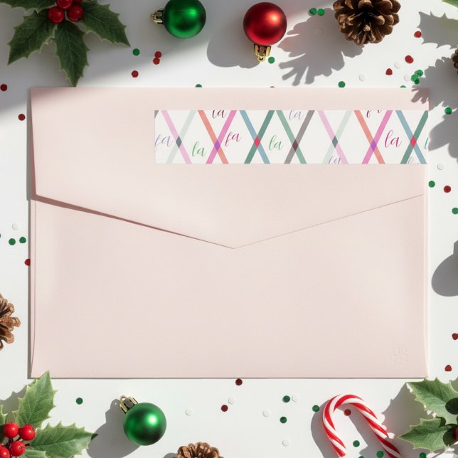 Bande Pour Adresse De Retour Falala Pastel Couleurs À damiers Noël Motif (Créateur téléchargé)