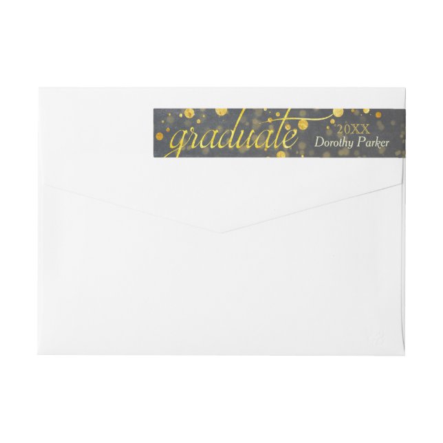 Bande Pour Adresse De Retour Faux Gold Foil Confetti Graduation (Dos)