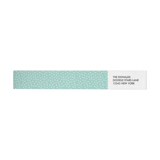 Bande Pour Adresse De Retour Festive Doodle star sur fond menthe personnalisé (Individuel)