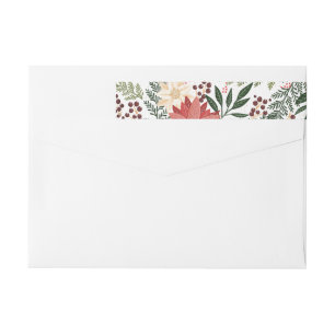Bande Pour Adresse De Retour Fête de Noël Aquarelle Flora Enveloppe Sceau