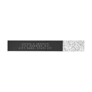 Bande Pour Adresse De Retour Feuille de défilement officiel Mariage noir et bla