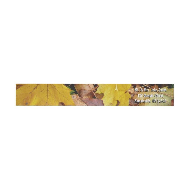 Bande Pour Adresse De Retour Feuilles de Érable Tombées Jaune Automne Nature (Individuel)