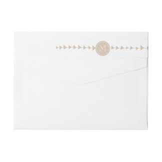 Bande Pour Adresse De Retour Flèches d'aztèque blanc beige Monogramme