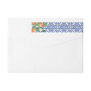 Bande Pour Adresse De Retour Floride Oranges Carrelage bleu blanc Wedding showe