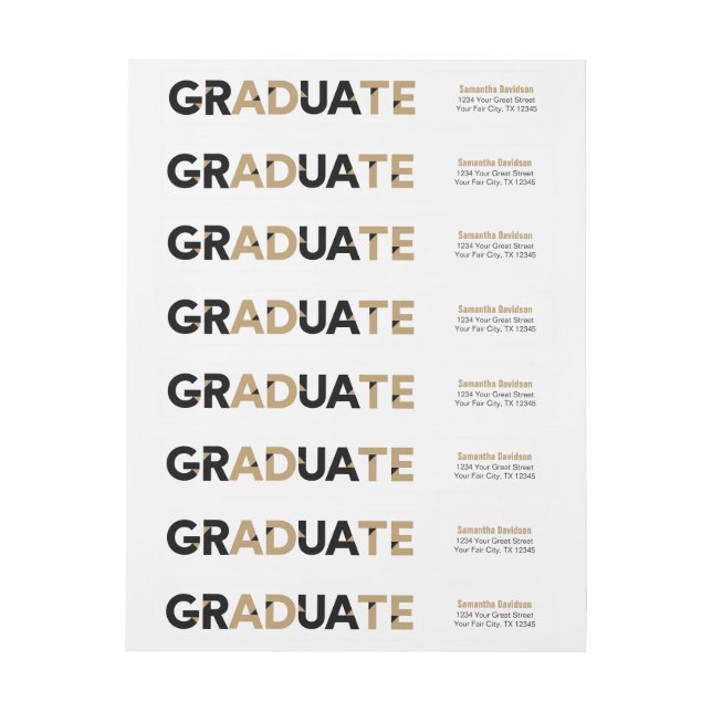Bande Pour Adresse De Retour Gold Big Bold Angle-Cut Lettres Graduation (Feuille)