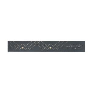 Bande Pour Adresse De Retour Gold Navy Elegance Diamond Geo Déco Mariage