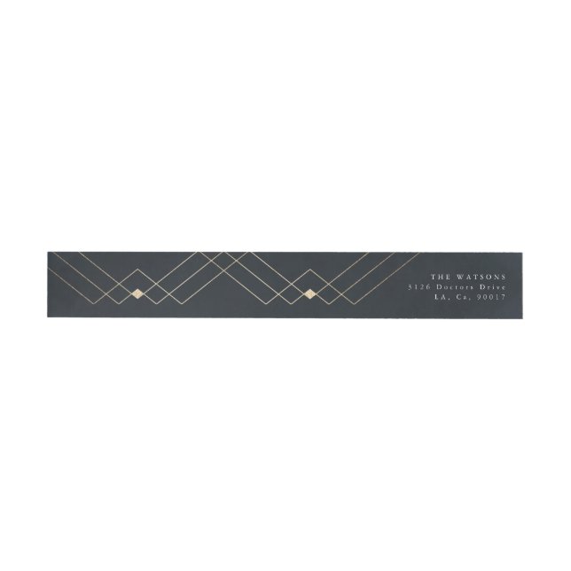 Bande Pour Adresse De Retour Gold Navy Elegance Diamond Geo Déco Mariage (Individuel)