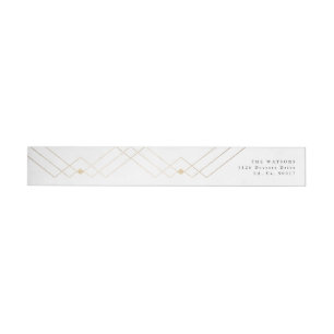 Bande Pour Adresse De Retour Gold White Elegance Diamond Geo Deco Mariage