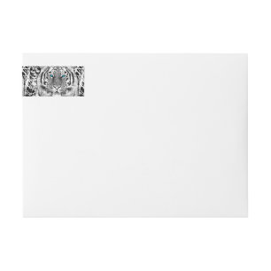 Bande Pour Adresse De Retour Graphique de tigre noir et blanc aux yeux bleus