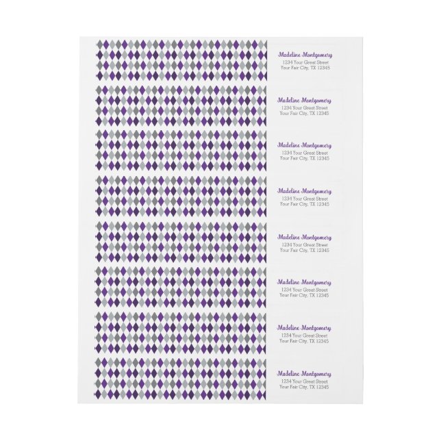 Bande Pour Adresse De Retour Grenouilles à Jacquard pourpre (Feuille)