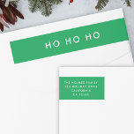 Bande Pour Adresse De Retour Ho Ho Ho | Christmas Bright Green Return Adresse<br><div class="desc">Simple et élégant "Ho Ho Ho" envelopper le étiquette en vert avec une typographie minimaliste moderne en blanc qui peut être facilement personnalisable avec votre propre salutation,  nom de famille et adresse pour s'associer à notre gamme de cartes de vacances assorties!</div>