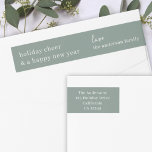 Bande Pour Adresse De Retour Holiday | Grayish Green Elegant Christmas<br><div class="desc">Simple, stylish, elegant holiday return address label with minima typographiy quota "holiday cheer and a happy new year" dans le blanc on grayish forest sage green background. The name, address and greeting can be easily customized for a personal touch. A sophisticated, minimaliste et contemporain christmas design to stand out from...</div>