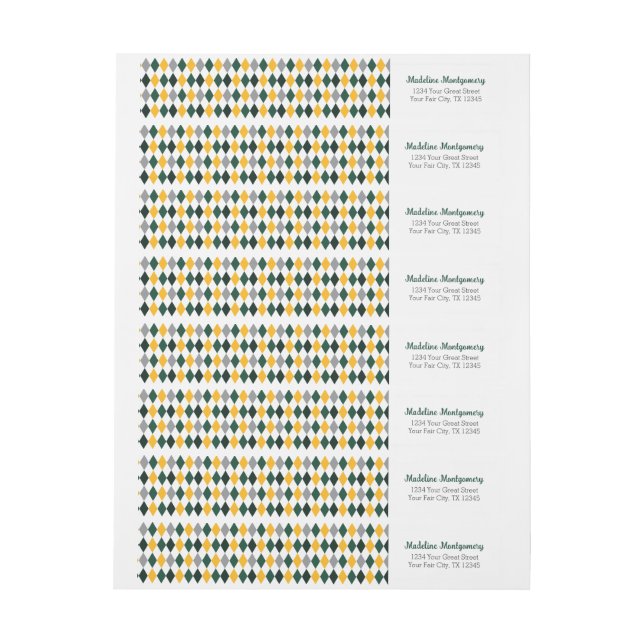 Bande Pour Adresse De Retour Jacquard vert foncé et jaune (Feuille)
