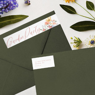 Bande Pour Adresse De Retour Jardin Fleur sauvage aquarelle Floral Anniversaire
