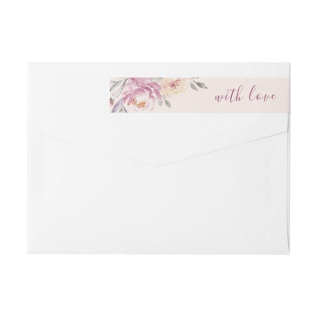 Bande Pour Adresse De Retour Jardin romantique aquarelle mariage floral (Dos)