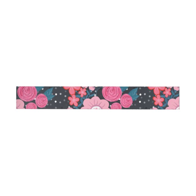 Bande Pour Adresse De Retour Joli rose giral Floral Silver Dots Gris design (Individuel)