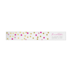 Bande Pour Adresse De Retour JOLIS SPOTS glamour confetti tache or rose