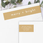 Bande Pour Adresse De Retour Joyeux   lumineux | Ocher Gold Christmas Adresse<br><div class="desc">Simple, élégant, tendance "joyeux lumineux" enveloppent le étiquette avec une typographie minimaliste moderne en blanc sur un riche arrière - plan jaune moutarde ocre. L'accueil, le nom et l'adresse peuvent être facilement customisés pour une touche personnelle. Un étiquette de noël unique et original qui s'associe à notre gamme complémentaire de...</div>