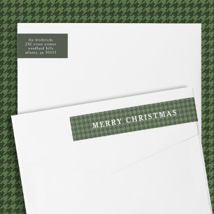 Bande Pour Adresse De Retour Joyeux Noël classique à carreaux verts