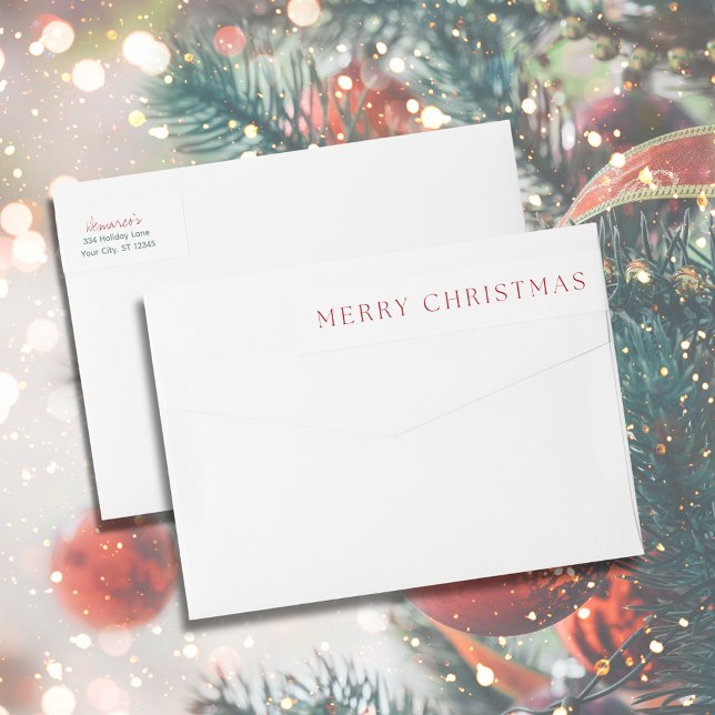 Bande Pour Adresse De Retour Joyeux Noël moderne Adresse de retour (Modern Merry Christmas Return Address Wrap Around Label
)