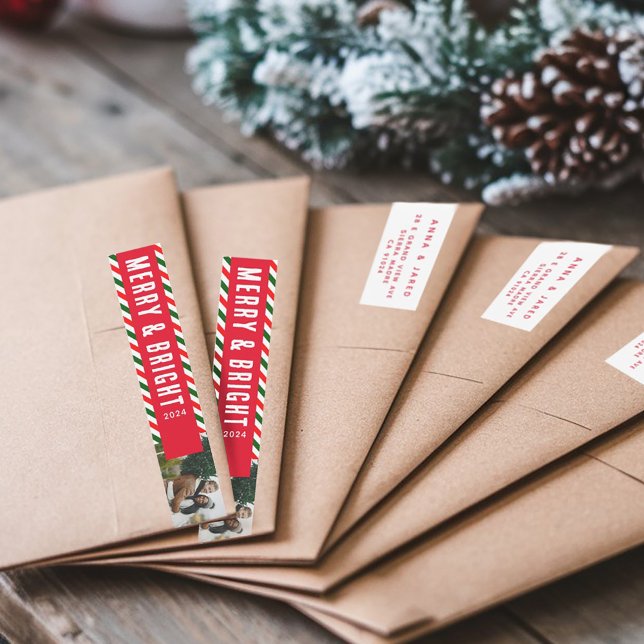 Bande Pour Adresse De Retour Joyeux Noël moderne et adresse photo lumineuse (Créateur téléchargé)