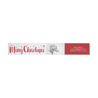 Bande Pour Adresse De Retour Joyeux Noël Pinceau Script Étoiles Adresse photo