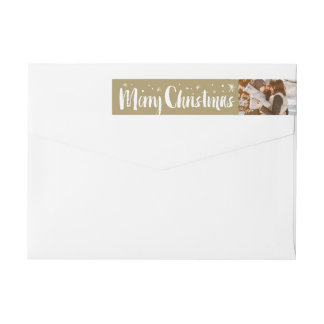Bande Pour Adresse De Retour Joyeux Noël Pinceau Script Étoiles Adresse photo