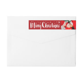 Bande Pour Adresse De Retour Joyeux Noël Pinceau Script Étoiles Adresse photo