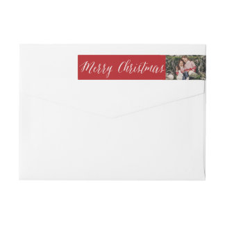 Bande Pour Adresse De Retour Joyeux Noël Simple Blanc Script Retourner Adresse