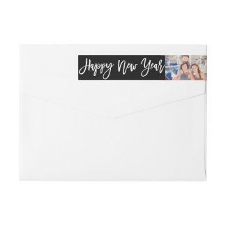 Bande Pour Adresse De Retour Joyeux Nouvel An Brush Script Photo Holiday Adress