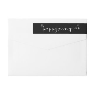 Bande Pour Adresse De Retour Joyeux Nouvel An Moderne Script Starburst Adresse