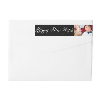 Bande Pour Adresse De Retour Joyeux Nouvel An Simple Script Modern Photo Adress
