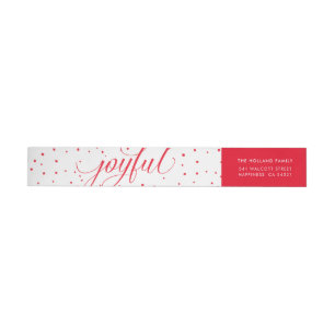Bande Pour Adresse De Retour JOYFUL NOËL VACANCES élégant calligraphie rouge