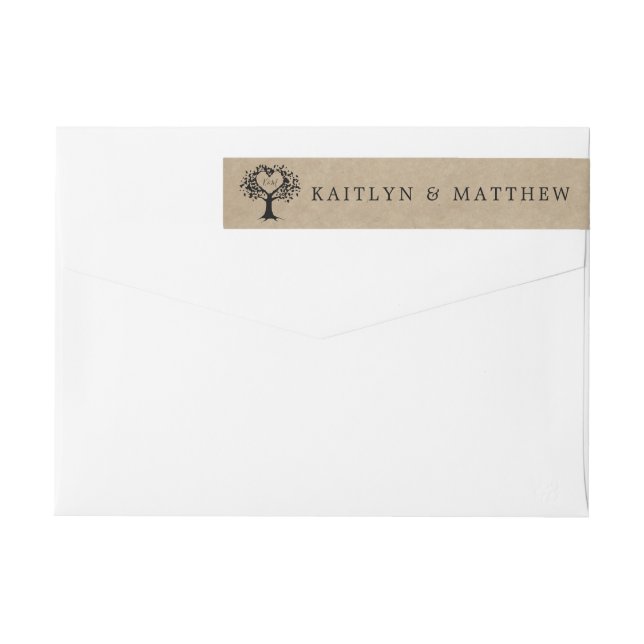 Bande Pour Adresse De Retour La collection Rustic Heart Tree Mariage (Dos)