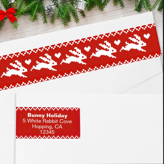 Bande Pour Adresse De Retour Lapins Blancs Jolies Bunnies Holiday Adresse de re (Créateur téléchargé)