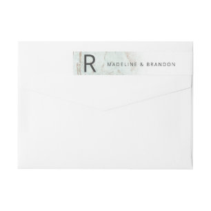 Bande Pour Adresse De Retour Marbles modernes Mint vert Monogramme Adresse de r