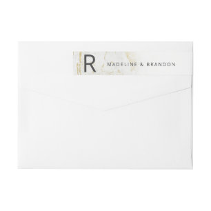 Bande Pour Adresse De Retour Marbles modernes White Gold Monogramme Adresse de 