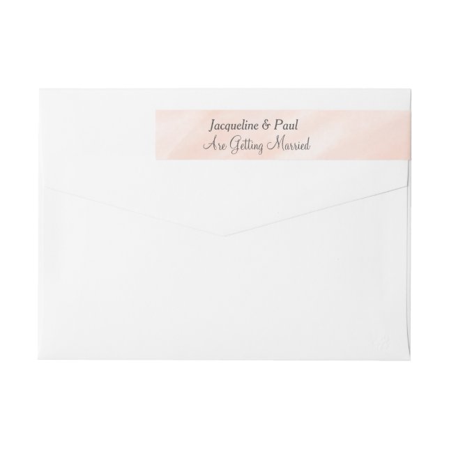 Bande Pour Adresse De Retour Mariage Aquarelle Gris Blush (Dos)