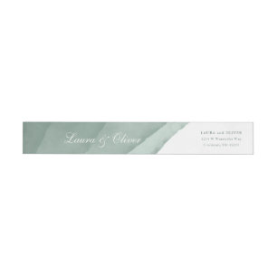 Bande Pour Adresse De Retour Mariage d'aquarelle de vert sauge