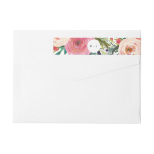 Bande Pour Adresse De Retour Mariage de jardin coloré aquarelle