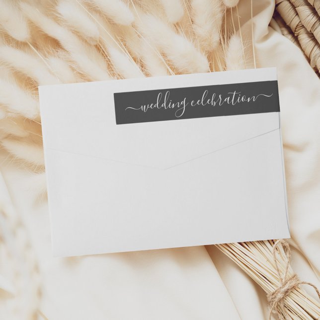 Bande Pour Adresse De Retour Mariage de script noir moderne Adresse de célébrat (Créateur téléchargé)