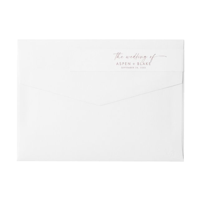 Bande Pour Adresse De Retour Mariage de script or Rose moderne (Dos)