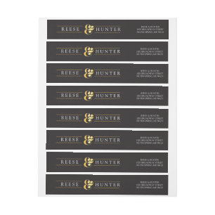 Bande Pour Adresse De Retour Mariage élégant Black Gold moderne