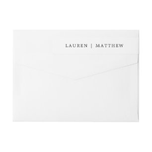Bande Pour Adresse De Retour Mariage Élégant Noir et Blanc Simple