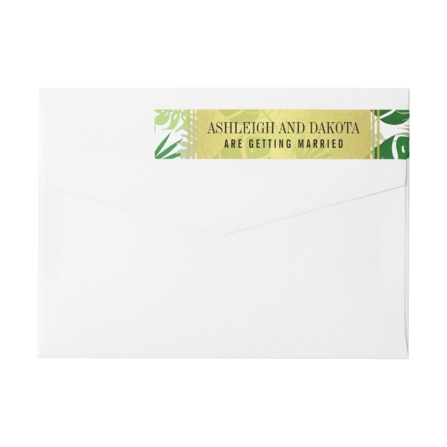 Bande Pour Adresse De Retour Mariage | Exotic Green Feuilles tropicaux (Dos)
