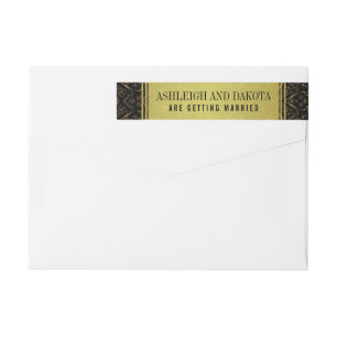 Bande Pour Adresse De Retour Mariage exquis Coupure d'or sur Damask