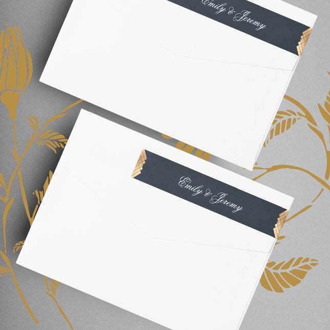 Bande Pour Adresse De Retour Mariage Gatsby bleu marine (Créateur téléchargé)