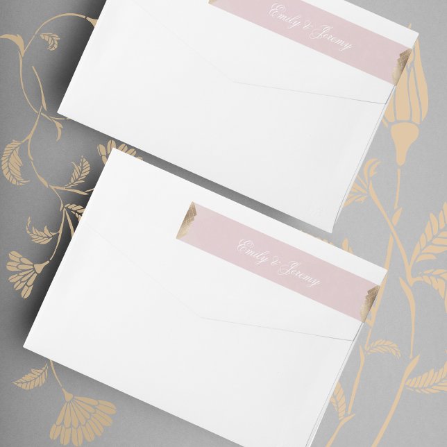 Bande Pour Adresse De Retour Mariage Géométrique Dusty Rose Rose Gold Gatsby (Créateur téléchargé)