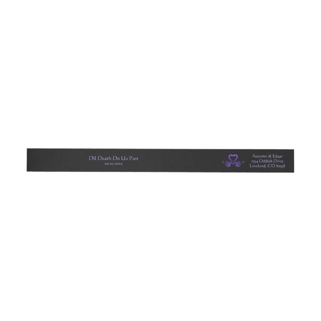 Bande Pour Adresse De Retour Mariage gothique noir pourpre (Individual)